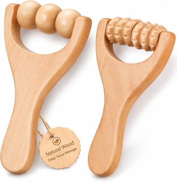 Wooden Massage Roller Set, Foot and Hand, 2 Pack